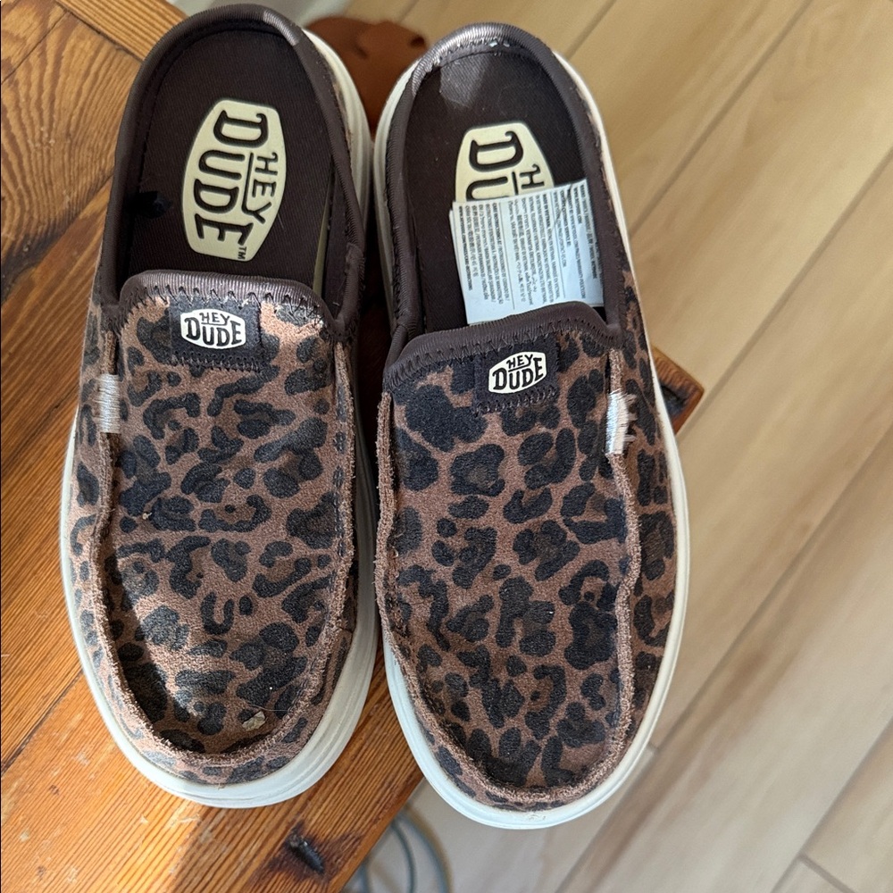 Hey Dude Kids Brown Leopard Slip-On Slippers